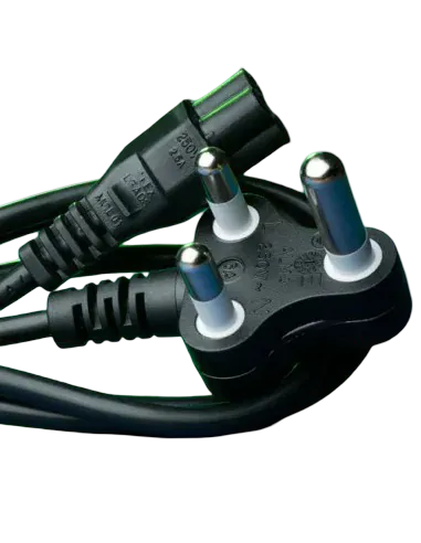Power Cord (Clover) 3 Pin South African, 1.8 Meters. Dedicated Plug Top (Red Plug)