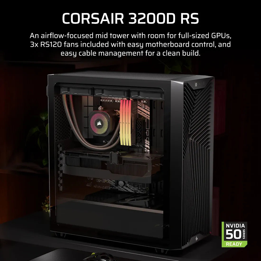 3200D RS Mid-Tower PC Case; 3x RS120 fans incl - Black. - image 3