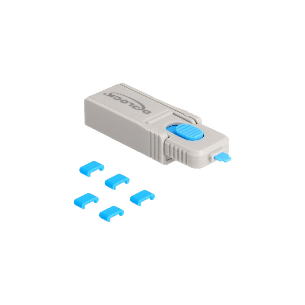 DELOCK 20926 TYPE-C 5-PORT BLOCKER SET FOR TYPE-C FEMALE PORTS AND LOCK TOOL