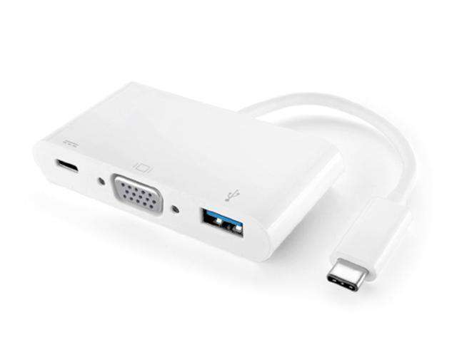 USB Converter, USB 3.1 Type C Male to VGA Female+Type C Female + USB3.0 A Female