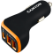 CANYON C-08, Universal 3xUSB car adapter, Input 12V-24V, Output DC USB-A 5V/2.4A(Max) + Type-C PD 18W, with Smart IC, Black+Orange with rubber coating, 71*39*26.2mm, 0.028kg