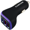 CANYON C-08, Universal 3xUSB car adapter, Input 12V-24V, Output DC USB-A 5V/2.4A(Max) + Type-C PD 18W, with Smart IC, Black+Purple with rubber coating, 71*39*26.2mm, 0.028kg