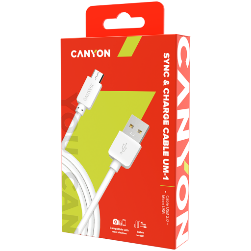 CANYON cable UM-1 MicroUSB 5W 1m White