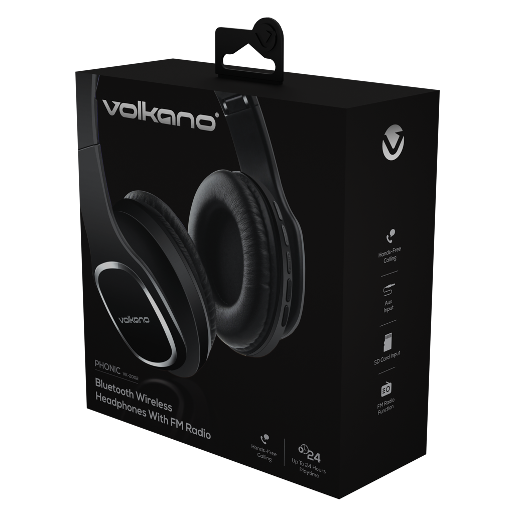 Volkano Phonic Series Bluetooth full size headphones - black