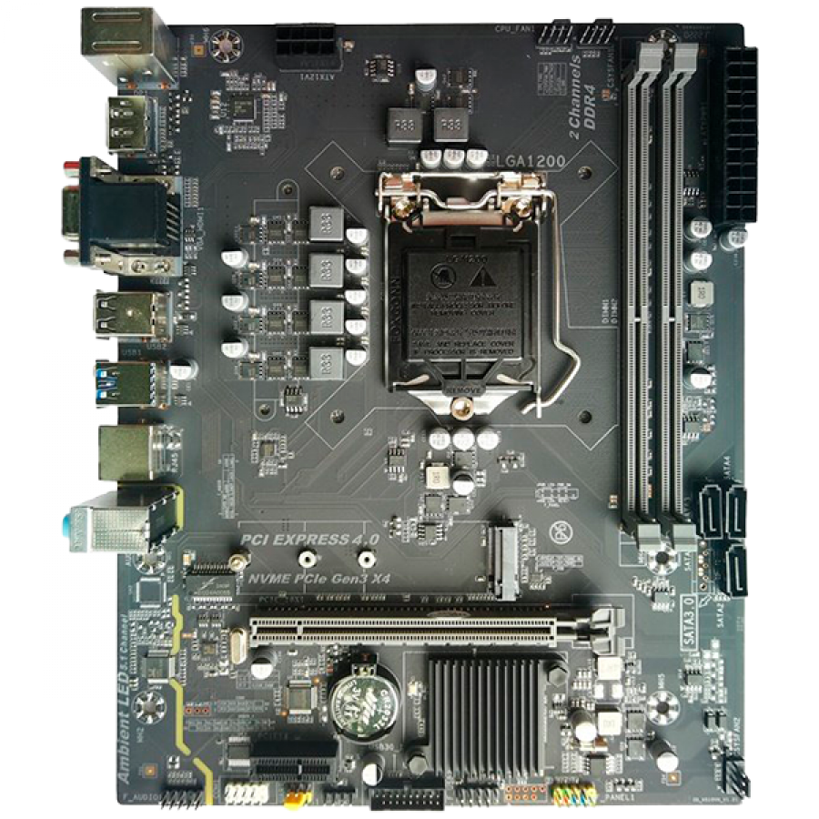 Arktek Intel H510 Chipset, Socket LGA1200, Dual Channel DDR4, Integrated Intel Graphics, 2 x DDR4 Slots, Realtek 100/1000 Gigabit LAN, Realtek Audio, 3 x SATA3.0 Ports, 4 x USB 2.0, 4 x USB 3.0, 1 x PCI Express x16 slot, Micro-ATX