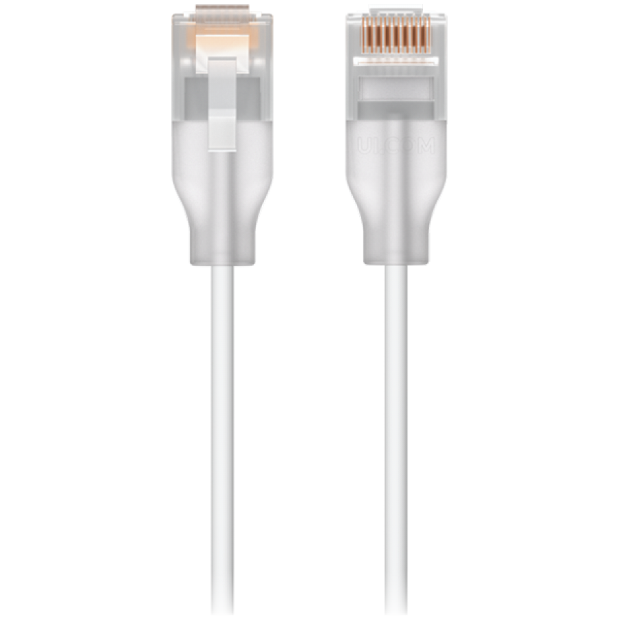 Ubiquiti UACC-Cable-Patch-EL-2M-W Nano-thin patch cable with 2.5 GbE support designed to show Etherlighting effects