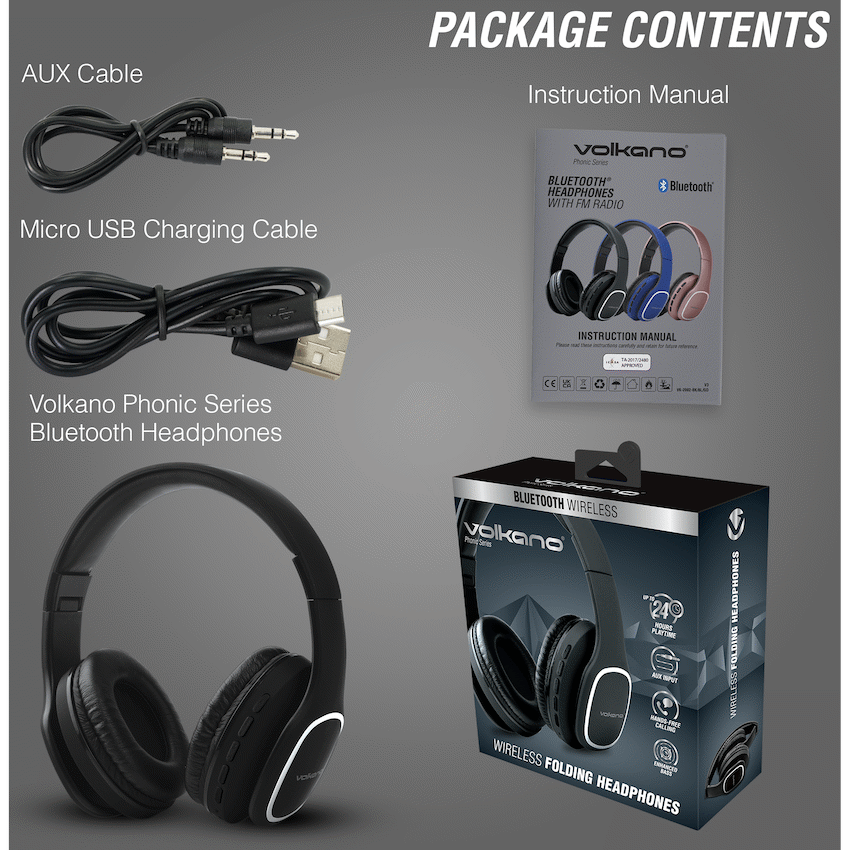Volkano Phonic Series Bluetooth Full Size Headphones - Black - image 24