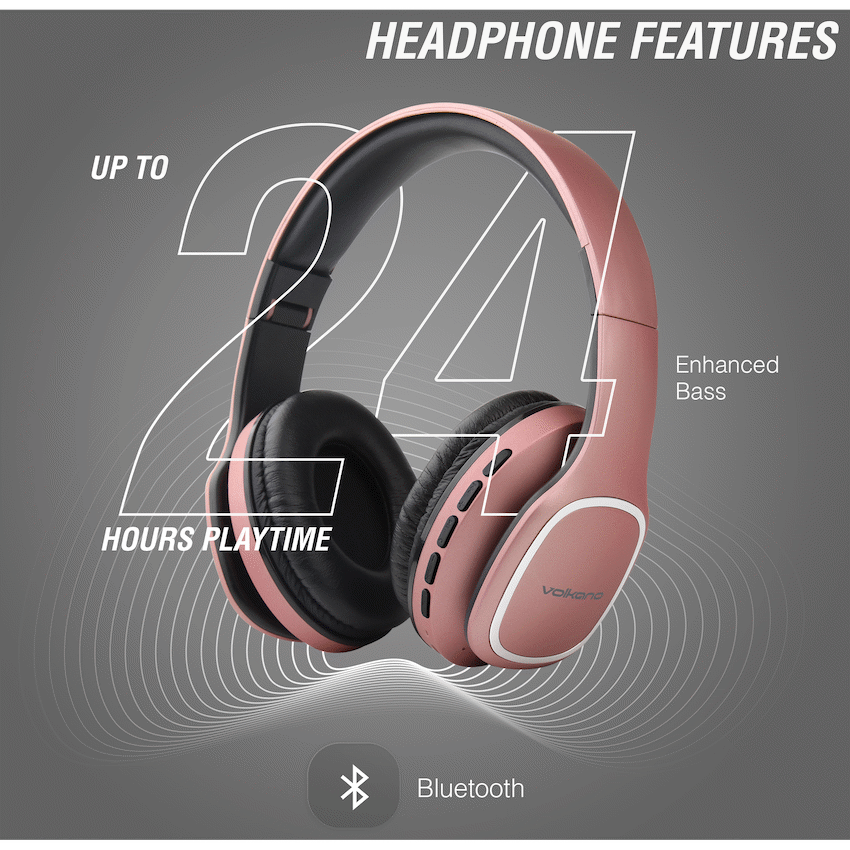 Volkano Phonic Series Bluetooth Full-Size Headphones - Rose Gold - image 24