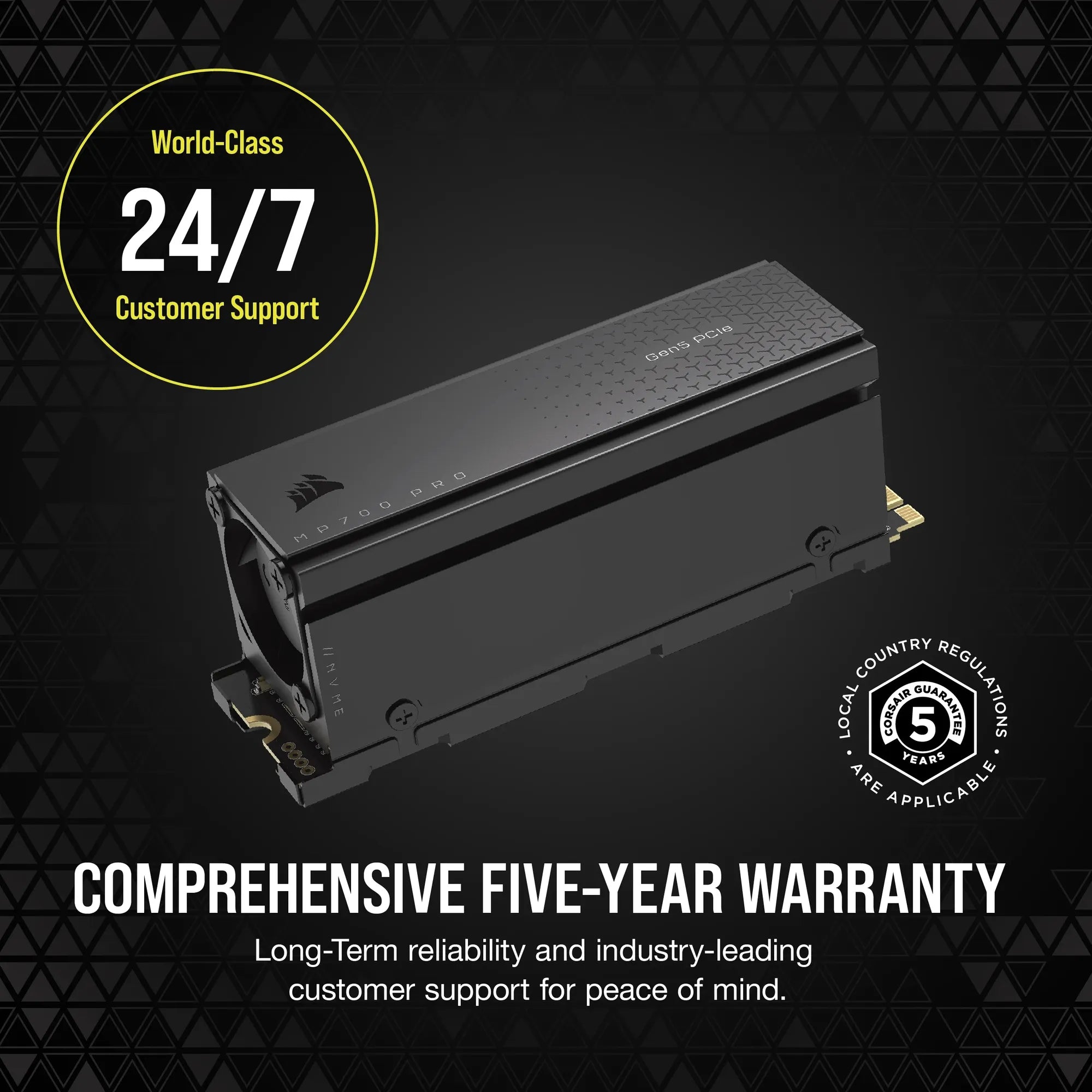 Corsair MP700 PRO 2TB M.2 NVMe PCIe Gen. 5 x4 SSD with Cooler; Read Up To 12 400MB/s; Write up to 11 800MB/s - image 4