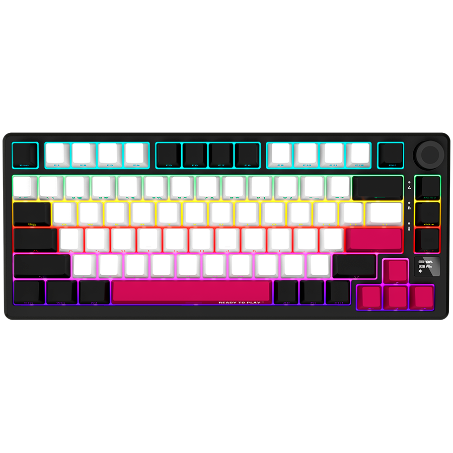 LORGAR KBP7075W, Wireless 75% Mechanical Gaming Keyboard Pro, Black/red, EN layout