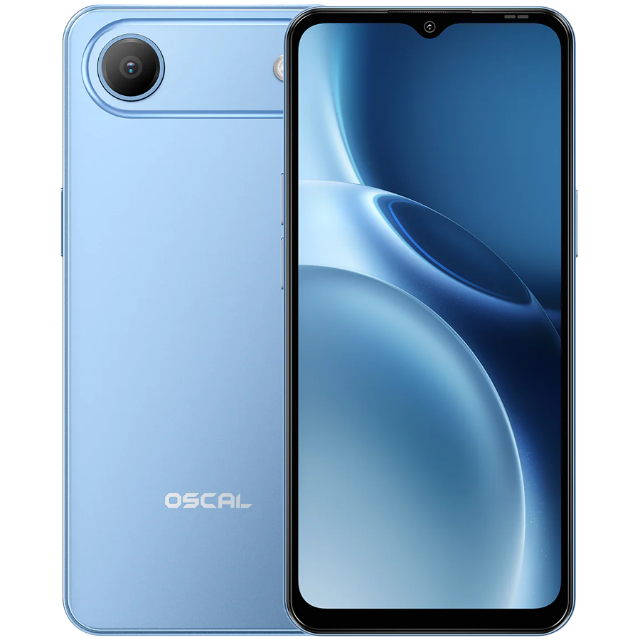 OSCAL Flat 3C LTE Smartphone, 6.65'' HD+ IPS 720*1612 90Hz, Quad-core T310 up to 2.0GHz, 4GB/32GB, Camera: Rear 32MP, Front 12MP, Wi‑Fi 5, BT5.0, 5000mAh Battery, Android 16, Blue
