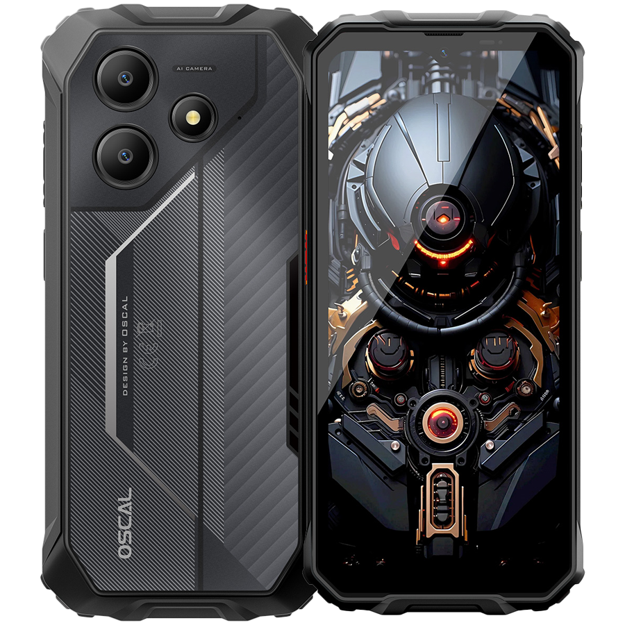 OSCAL Rugged smarthone Marine 2 LTE 6.56-inch HD 720x1612 90Hz Octa-core T615 up to 1.8 GHz RAM 8GB ROM 128GB Cam Rear 16MP Front 8MP 4G LTE WiFi BT Battery 11000mAh GPS+GLONASS+Beidou+Galileo & IP68/IP69K/MIL-STD-810H Android 15 Black