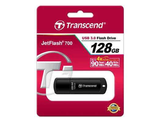 TRANSCEND 128GB JETFLASH 700 USB 3.1 GEN 1 (USB 5Gbps) FLASH DRIVE