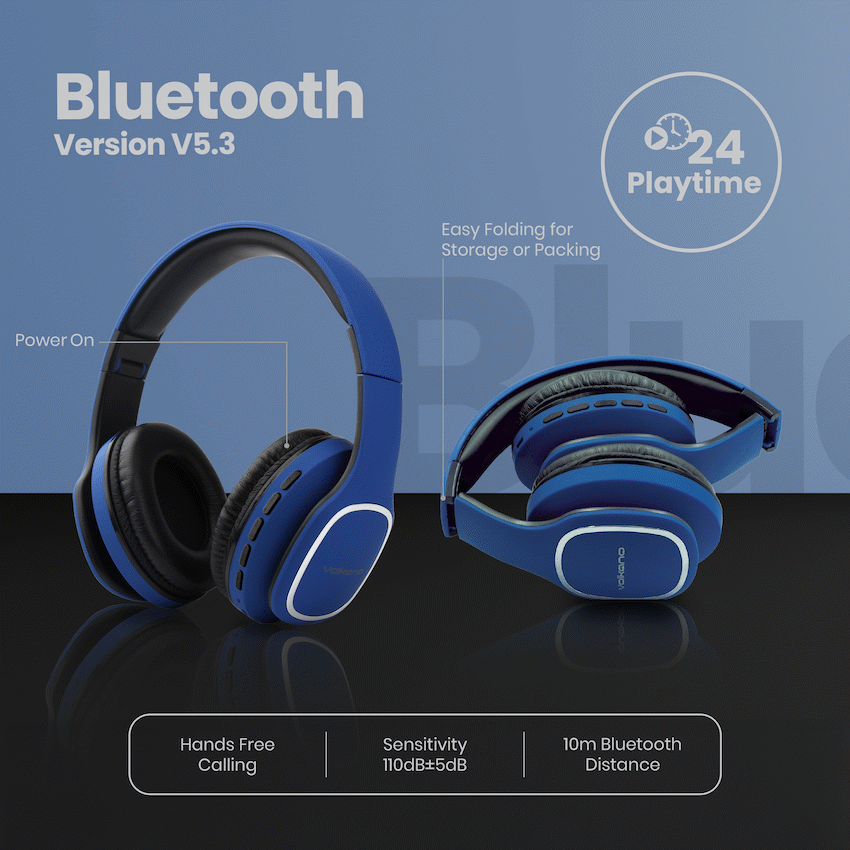 Volkano Phonic Series Bluetooth Full Size Headphones - Blue - image 26