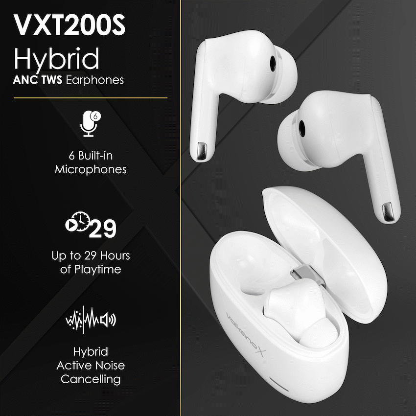 VolkanoX VXT200S Hybrid ANC TWS Earphones - White - image 26