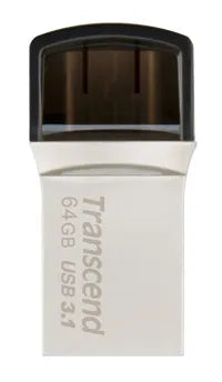 TRANSCEND 64GB JETFLASH 890 USB-C & USB 3.1 OTG FLASH DRIVE - SILVER - image 2