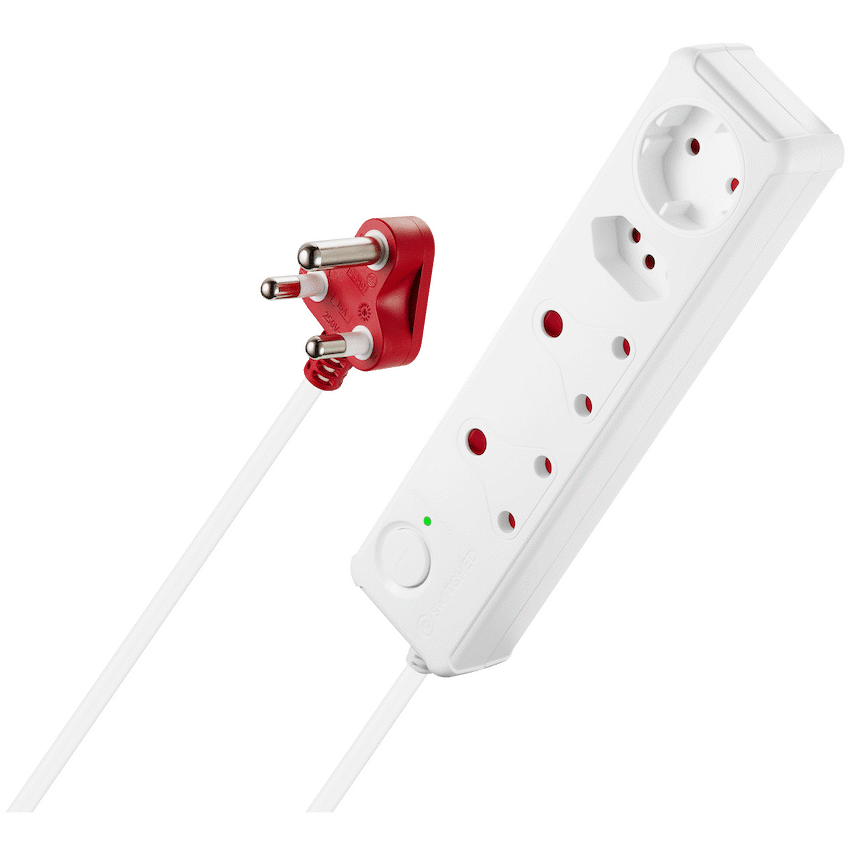 Switched 4-Way Medium Surge-Protected Multiplug 0.5m Cord - White - image 2
