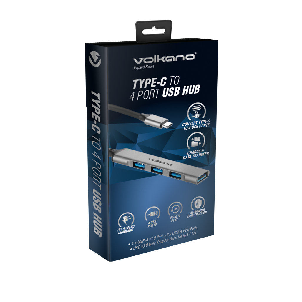Volkano Expand Series Type-C to 4-Port USB Hub