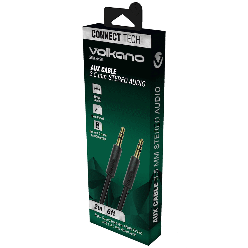 Volkano Slim Series Aux Cable 2m - Black - image 2