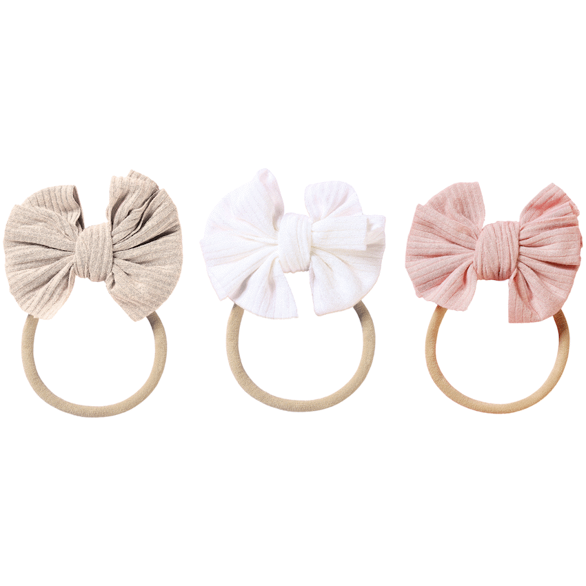 Echo Baby Bow Headbands - Set of 3 (Bone, white, pink) - image 2