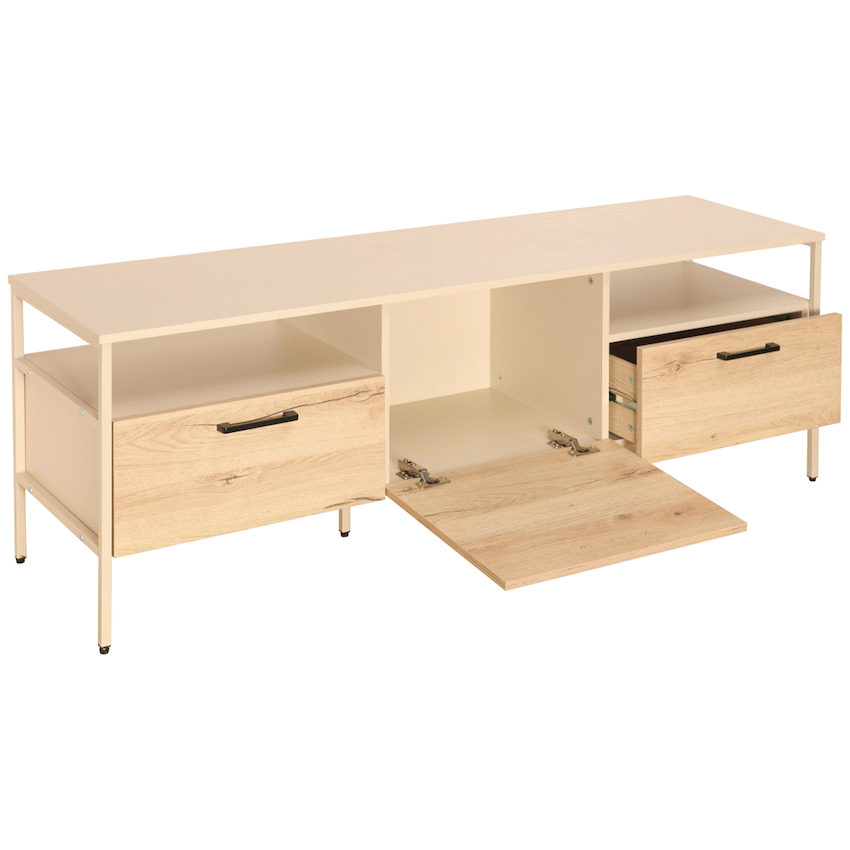 Everfurn Ellen TV Stand - Melamine - Powder-Coated Steel Frame - 2 Drawers - Storage Cabinet - image 2