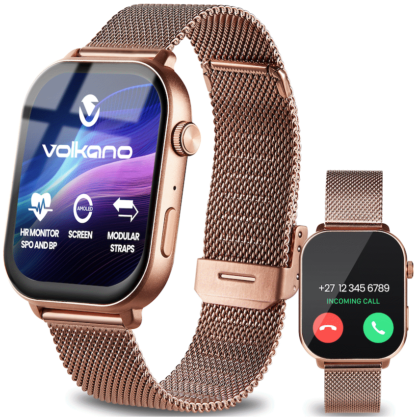 Volkano Trinity Series Smartwatch with Metal Mesh Strap - Gold - image 2