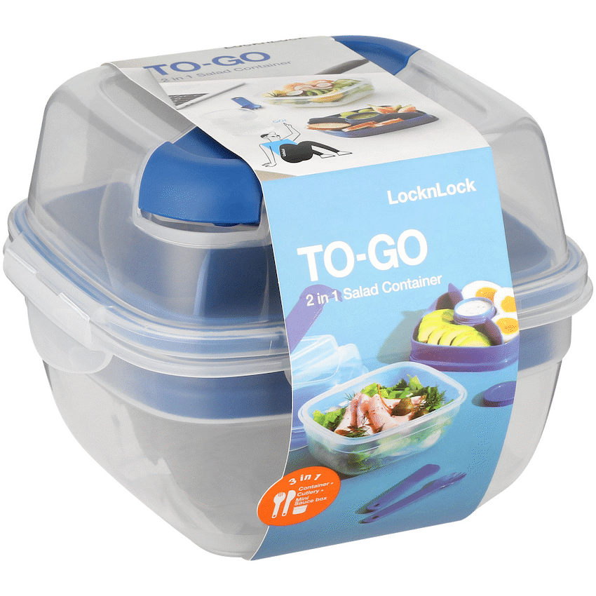 LocknLock To Go 3in1 salad box 950ml bl - image 2