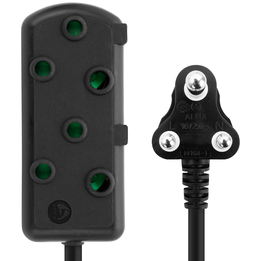 Switched Heavy Duty Side by Side (SBS) Extension Leads 5m - BK - image 2