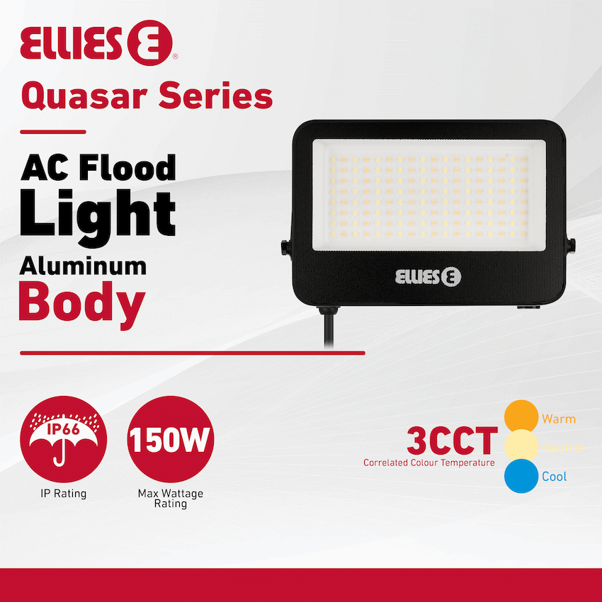 Ellies Quasar Series 150W AC Flood Light  with 3CCT -BK - image 2