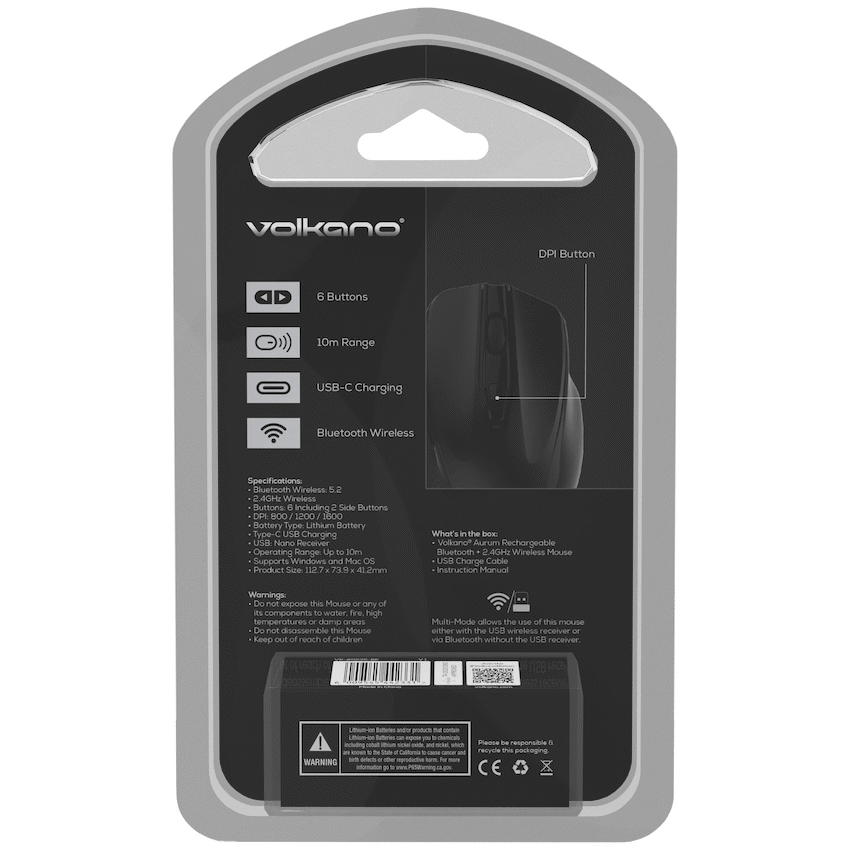 Volkano Aurum Series Bluetooth Wireless Mouse - Black - image 2
