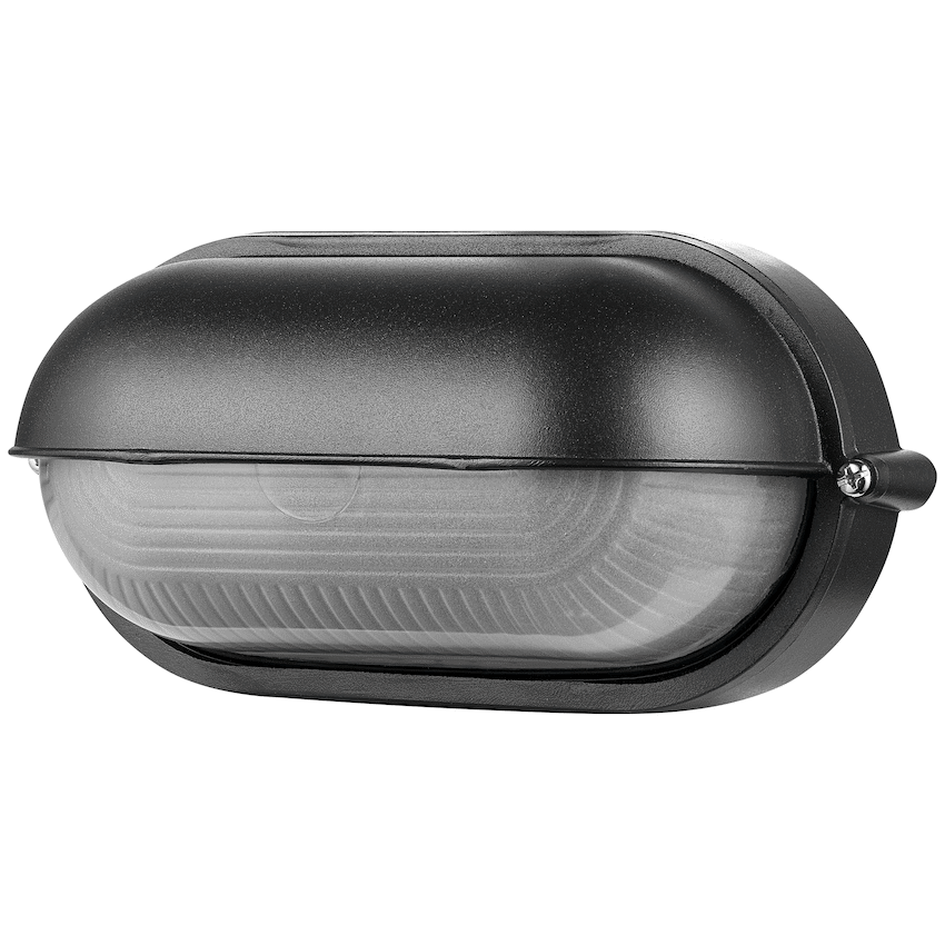 Ellies Arc Series - AC Oval LED Bulkhead - Aluminium + Glass - E27 Base -BK - image 2
