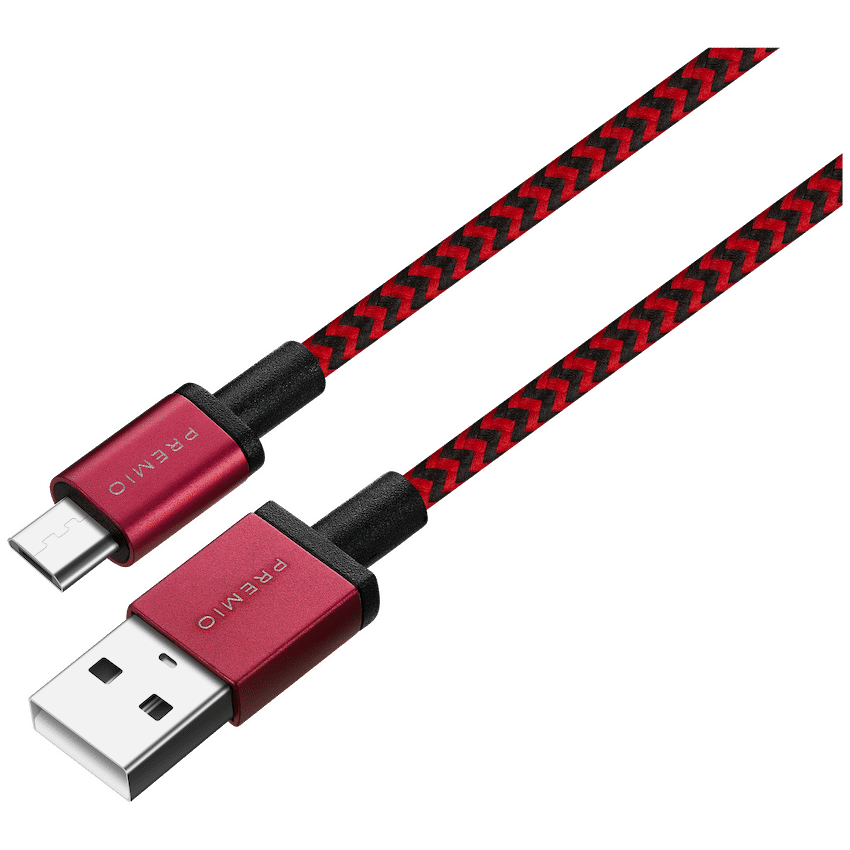 Premio braided Micro USB cable Black/ Red 1.8m - image 2