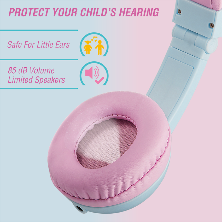 Volkano Sidekick Series Wired Kiddies Headphones with Share Port - Lavender/Light Blue - image 2
