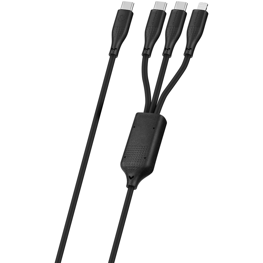 Volkano Nova Series USB C to 2 USB C and lightning cable 100W TPE-Black - image 2