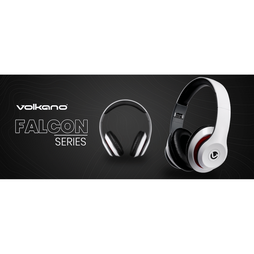 Volkano Falcon Series Headphones with Microphone - White - image 2