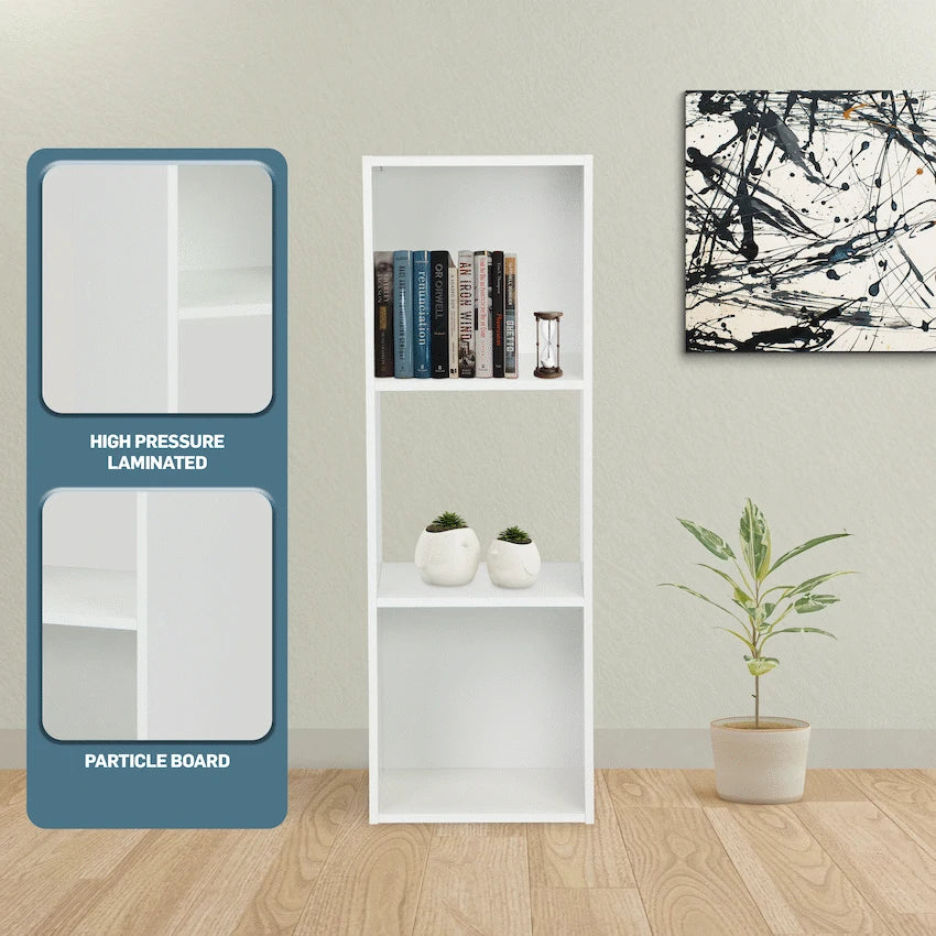 Everfurn Grayscale 3 Tier Bookshelf White, High Pressure Laminate - image 2
