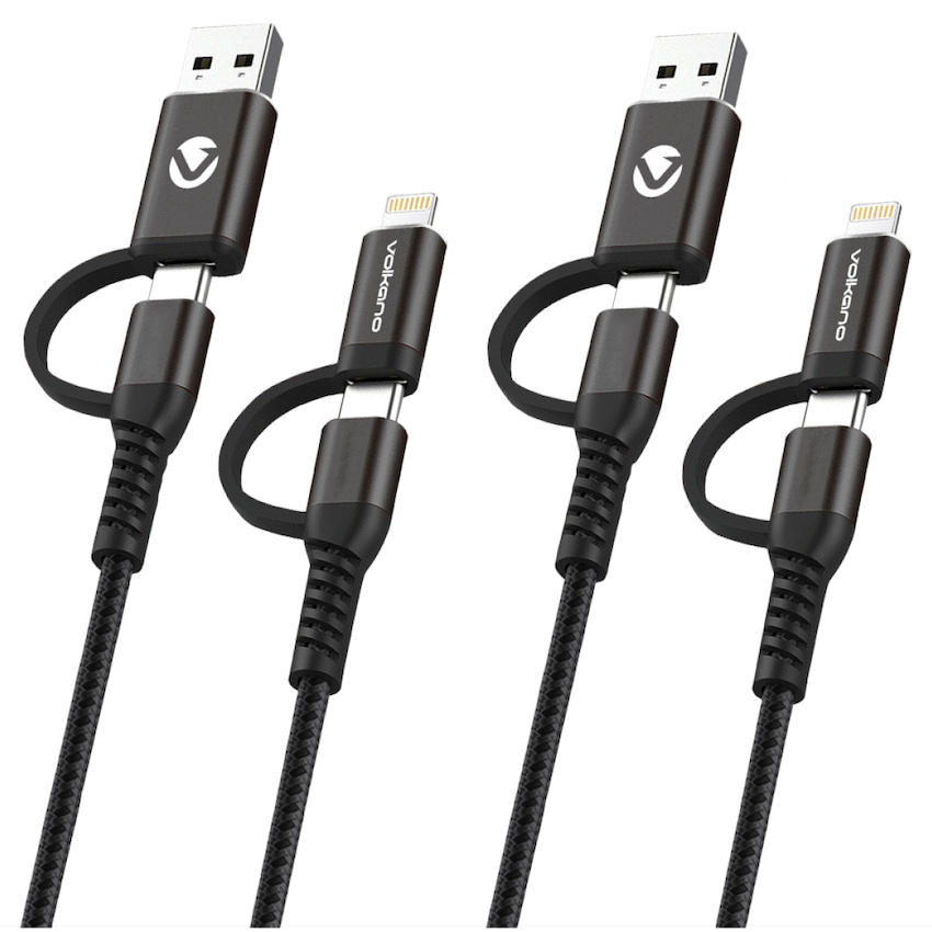 Volkano Weave Series 4-in-1 Cable Two Pack - 1.2m/4ft & 1.8m/6ft - image 2