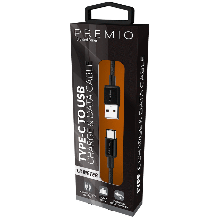 Premio braided USB Type-C cable Black 1.8m - image 2