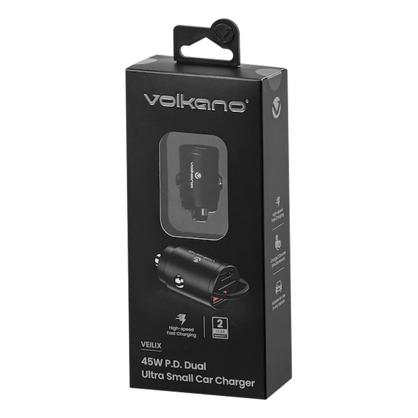 Volkano Veilix Series 45w PD Dual USB-A and USB-C Ultra Small Car Charger - Black - image 2