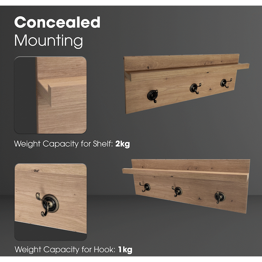 Everfurn Maya Floating Wall Shelf with Hooks - image 2