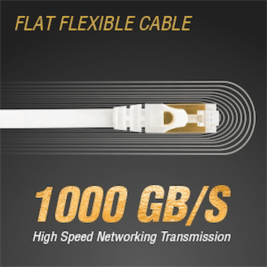 VolkanoX Giga Series Cat 7 Ethernet Cable 5m - White, Gold Tips - image 2