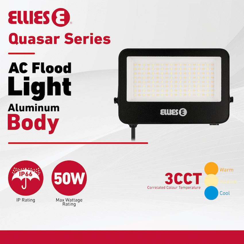 Ellies Quasar Series 50W AC Flood Light  with 3CCT -BK - image 2