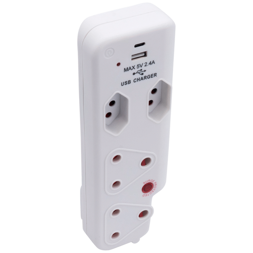 Ellies  4 Way Surge adaptor with type C + USB - WT - image 2