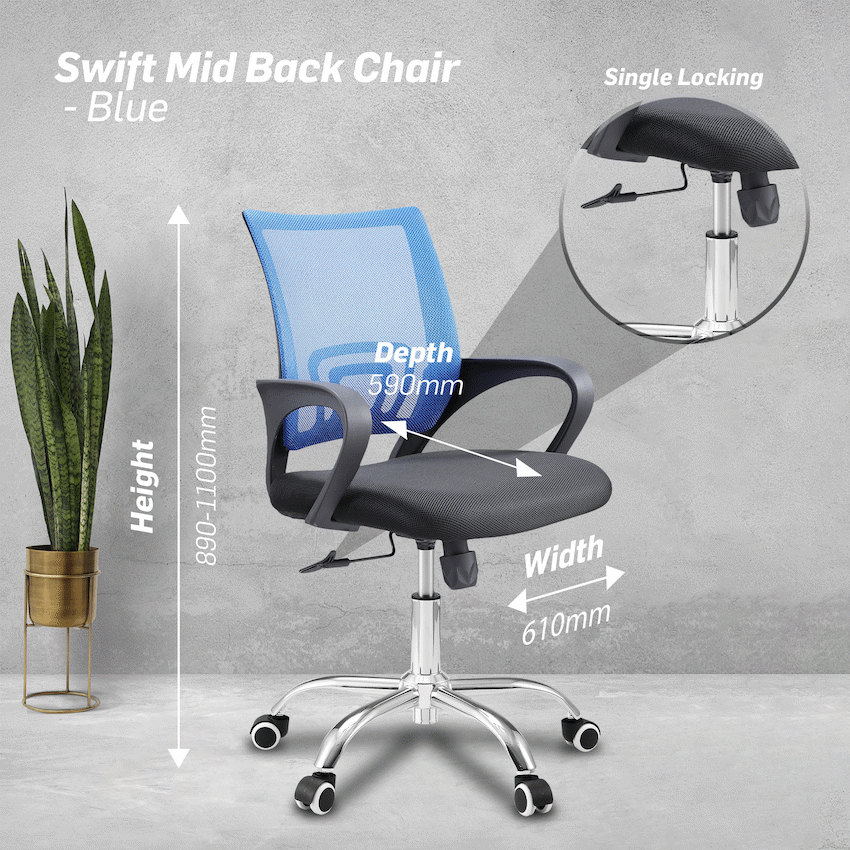 Everfurn Swift Mid Back Chair - Blue - image 2