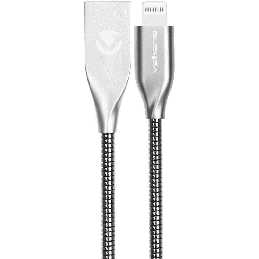 Volkano Iron Series Round Metallic Spring MFI Lightning Cable 6ft - Silver - image 2