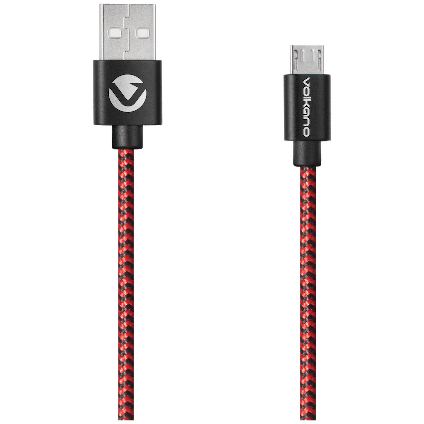 Volkano Braids Series Nylon Braided Micro USB Cable 1.2m - Black & Red - image 2