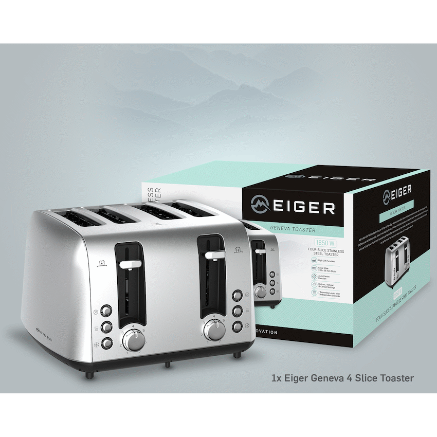 EIGER GENEVA 4 SLICE STAINLESS STEEL TOASTER - SS - image 2