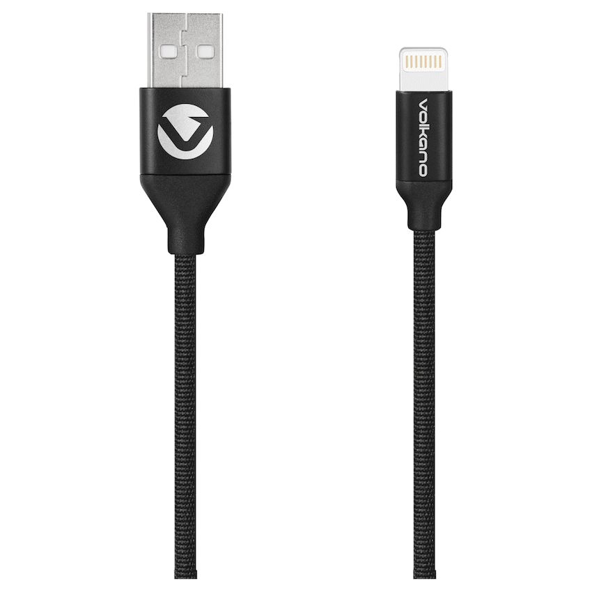 Volkano Weave Series Fabric Braided MFI Lightning Cable 27W 1.2m - Black - image 2
