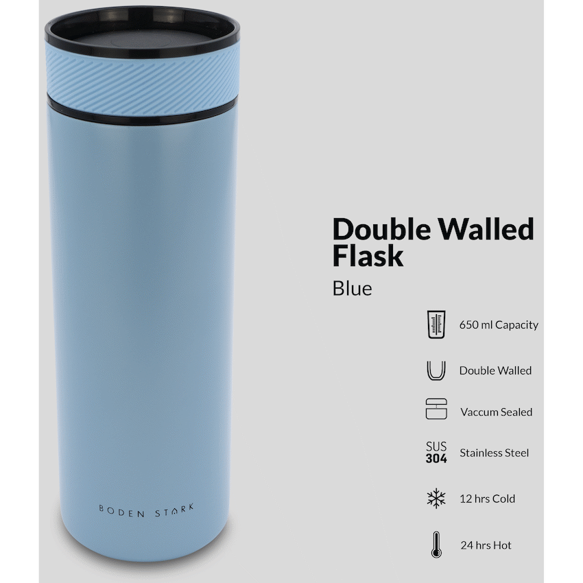 Boden Stark 650ml Double-Walled Flask - Blue - image 2