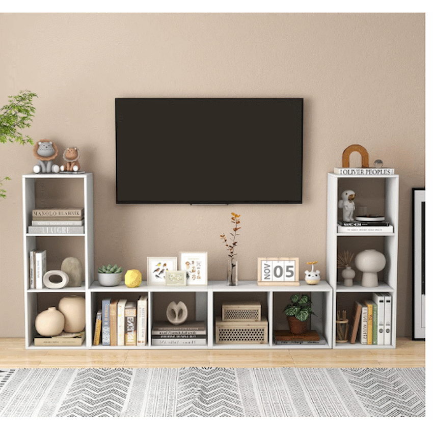 Everfurn Grayscale 3 Tier Bookshelf White, High Pressure Laminate - image 2